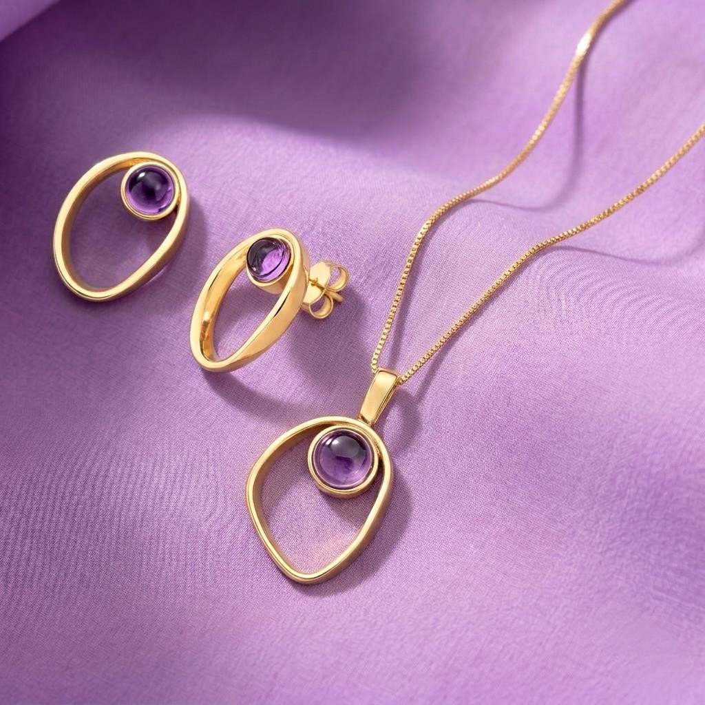 CONJUNTO FOLHEADO A OURO