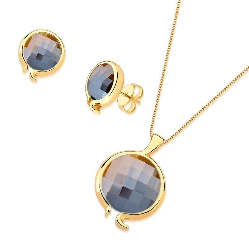 CONJUNTO FOLHEADO A OURO