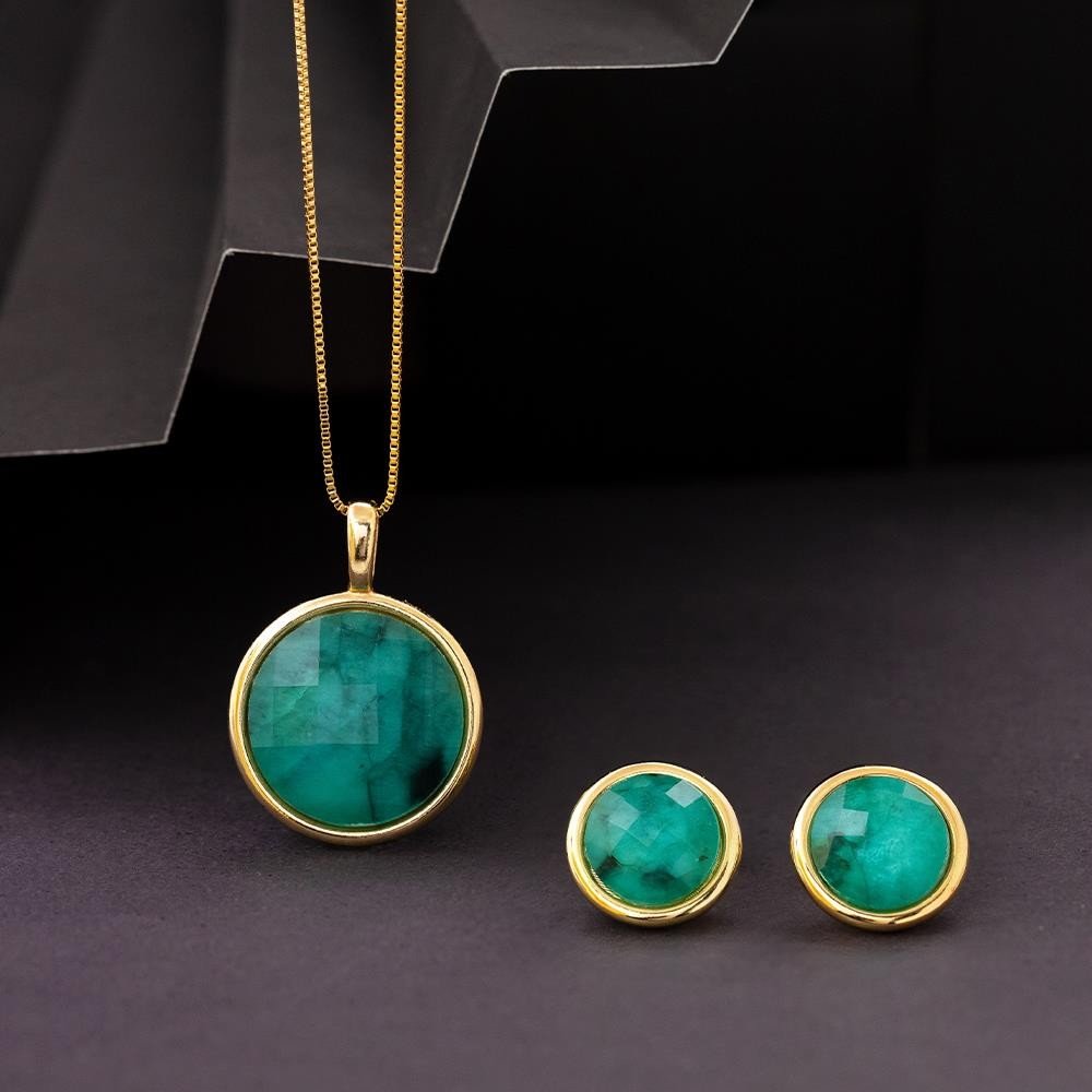 CONJUNTO FOLHEADO A OURO