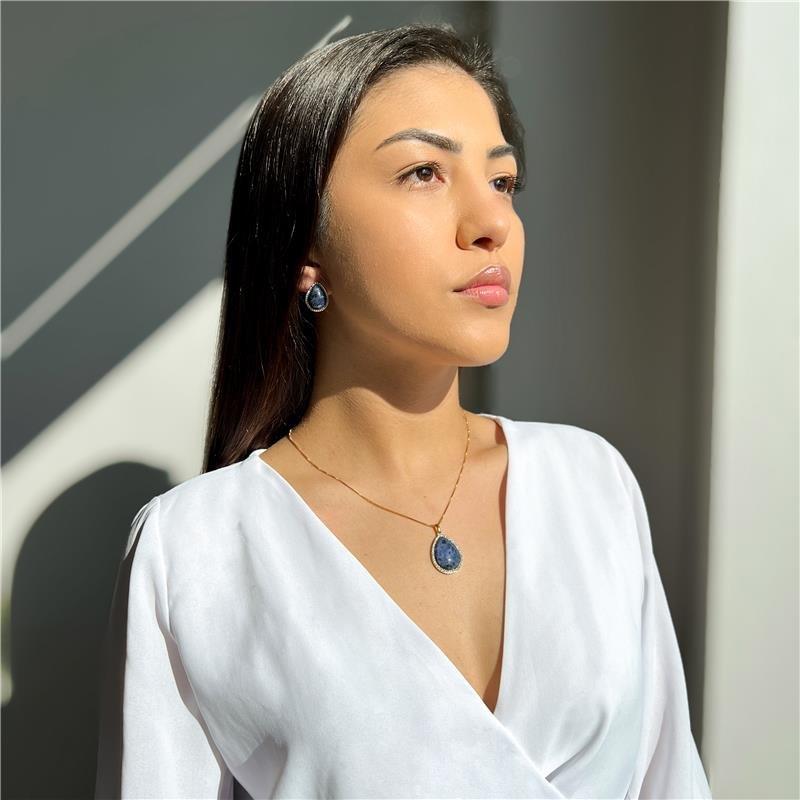 CONJUNTO FOLHEADO A OURO E RÓDIO BRANCO