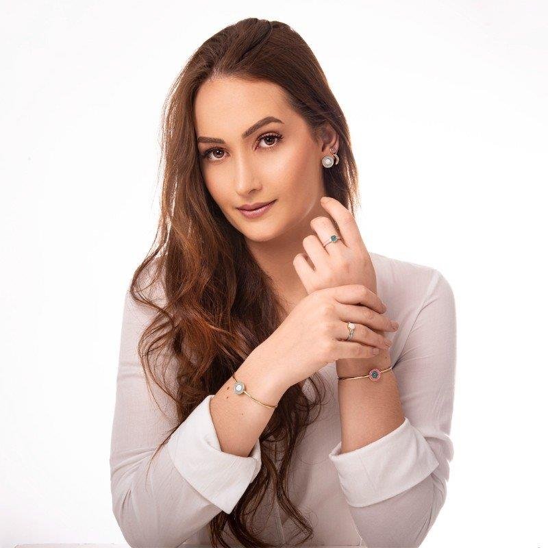 PULSEIRA FOLHEADO A OURO COM ESMALTE PRETO