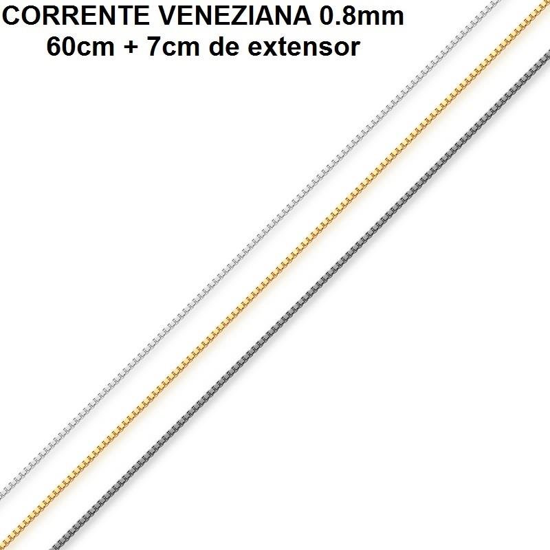 CORRENTE FOLHEADO A OURO VENEZIANA 0.8 (60CM + 7 CM EXTENSOR)