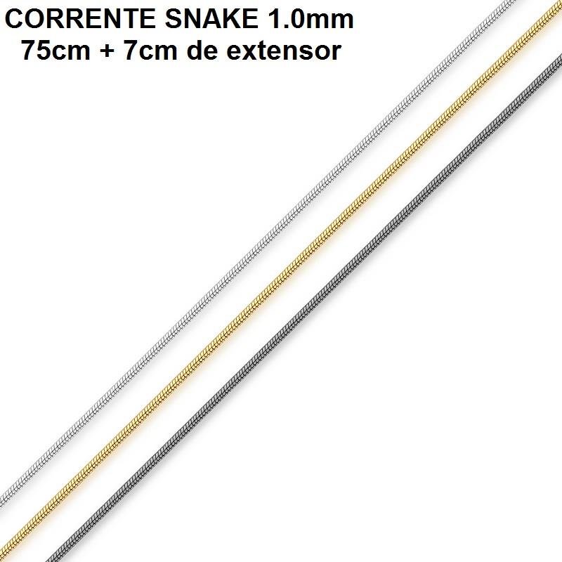 CORRENTE FOLHEADO A OURO SNAKE 1.0 (75CM+7CM EXTENSOR)